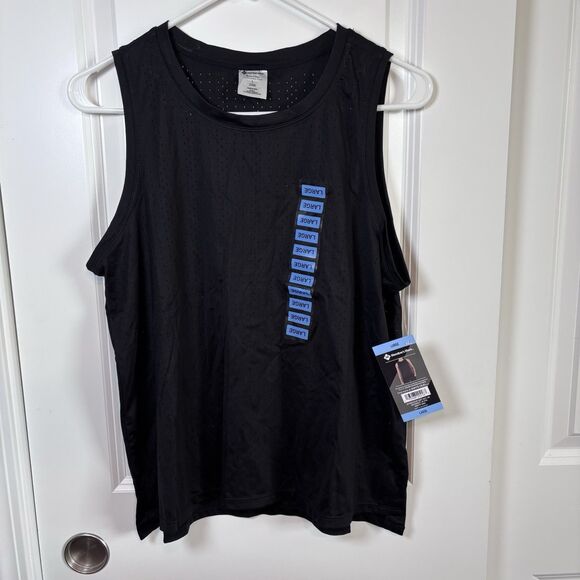 Members Mark Womens Everyday Perforated Tank Top Shirt  Black Sz  Large  NWT - Picture 1 of 7